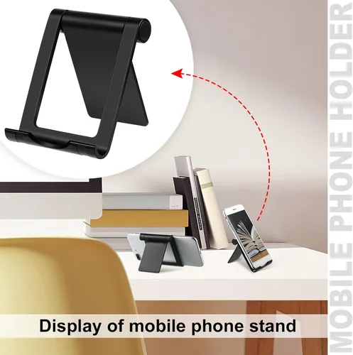 Vista 2 de Fabbay Soporte plegable para teléfono celular, 40 unidades, multiángulo, soporte universal para teléfono celular, base portátil para teléfono Negro