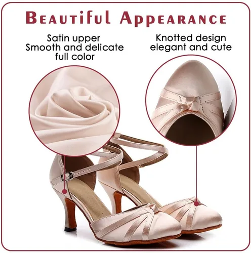 Vista 2 de VCIXXVCE Zapatos de baile de salón para mujer, con puntera cerrada, tacones de baile social