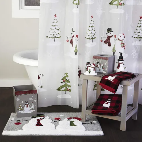 Vista 5 de SKL Home Navidad/Regalo Bosque Invierno Muñeco de Nieve Toalla de Baño, Rojo