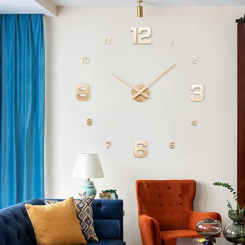Vista 8 de Reloj de pared 3D sin marco, kit de reloj de pared grande con espejo 3D, calcomanías de número, reloj silencioso, diseño moderno para el hogar, sala