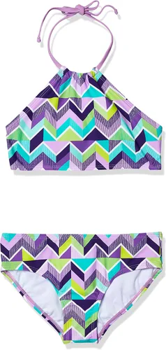 Vista 11 de Kanu Surf Mahina bikini halter de 2 piezas para niñas, traje de baño para playa mahina azul