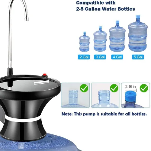 Vista 5 de Bomba dispensadora de agua potable, bomba eléctrica automática para botellas de agua potable para jarras de agua de 2-5 galones, recargable por USB