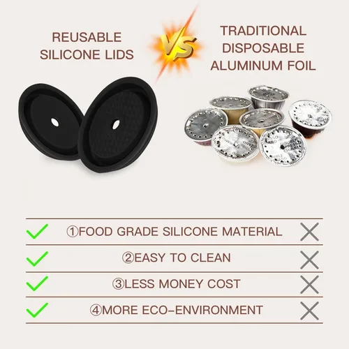 Vista 5 de Tapas de cápsula de café reutilizables para cápsulas originales de Nespresso Vertuoline, tapas de silicona de grado alimenticio para cualquier