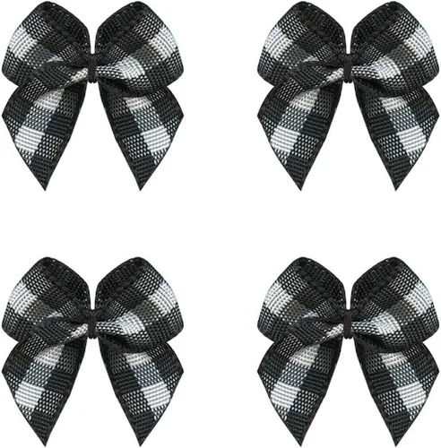Vista 8 de VIVIQUEN 50 mini lazos de cinta a cuadros con flores a cuadros, lazos de cinta a cuadros, apliques de bricolaje para costura, álbumes de recortes