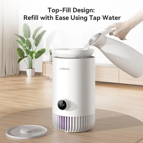 Vista 6 de Humidificador y purificador de aire en uno, humidificador evaporativo y purificador de aire HEPA combinado para dormitorio, tanque de agua de 0.8