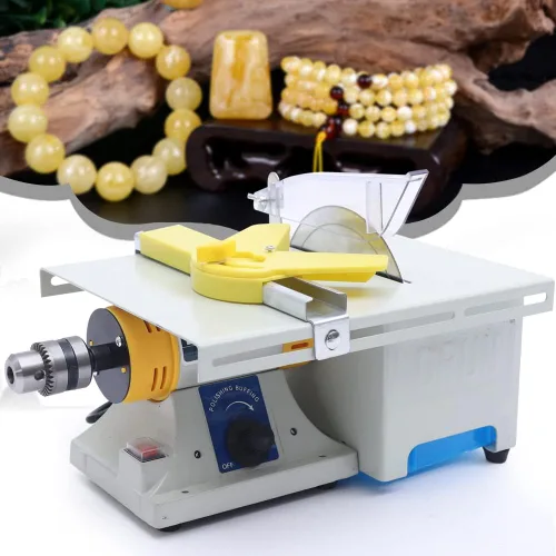 Vista 2 de Máquina de pulir de joyería de gemas multifuncionales, 110 V 750 W Mini sierras de mesa DIY joyería equipo lapidario Benchtop Buffer Rock Grinder