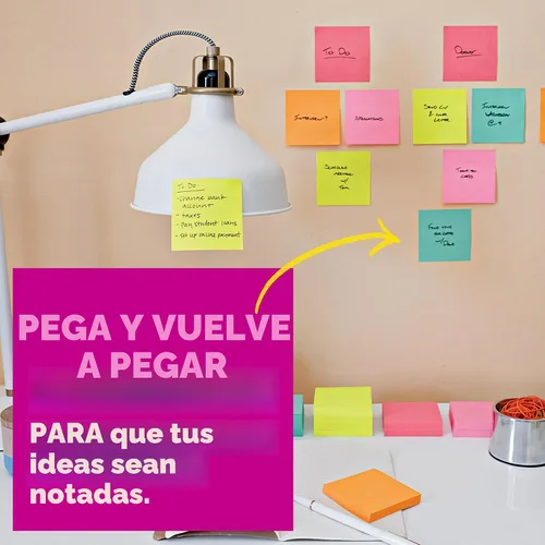 Vista 3 de Post-it Notas súper adhesivas, 3 x 3 pulgadas, 3 blocs, 2 veces el poder de adherencia, neones de supernova, colores brillantes, reciclables