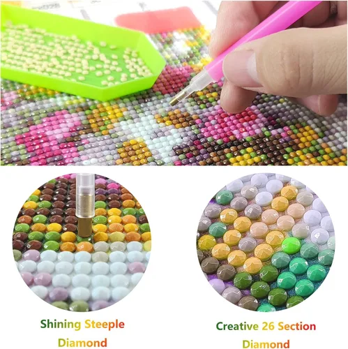 Vista 5 de Diymood Kits de pintura de diamantes 5D para adultos loro – Kits de arte de diamantes para adultos flor Taladro completo redondo Imagen