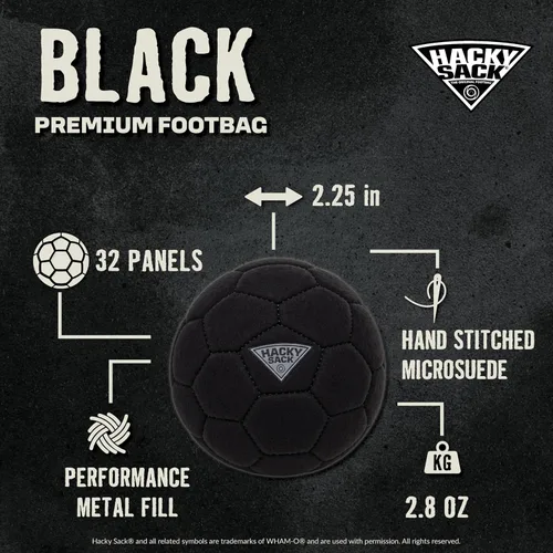 Vista 2 de The Original Hacky Sack® para niños Negro Pro 32 Panel, Original Footbag® Serie negra