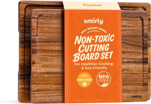 Vista 16 de SMIRLY - Tabla de corte grande de acacia para cocina: tabla de cortar de madera grande con ranura para jugos, tablas de cortar de madera