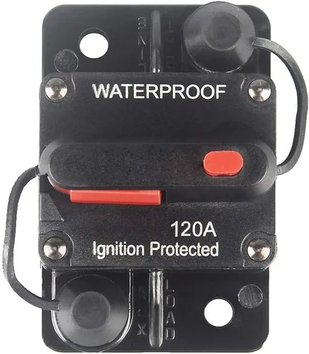 Vista 10 de Interruptor de circuitos manual para audio, 100 A/150 A, con botón, 12 V-24 V, CC, fusible, para sistemas de audio, para lancha, automóvil WA100A