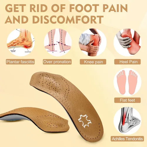 Vista 4 de Plantillas de soporte de arco para mujeres/hombres, plantillas de fascitis plantar 3/4, plantillas de soporte de arco alto para pies planos