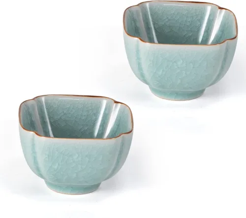 Vista 14 de KAMMAK Juego de 2 tazas de té pequeñas de porcelana de 6.7 onzas, tazas de té japonesas de cerámica para el hogar, fiesta, oficina, juego de té