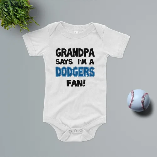 Vista 7 de NanyCrafts 'Grandpa Says I'm a Dodgers Fan Baby Body Body para bebé Dodgers