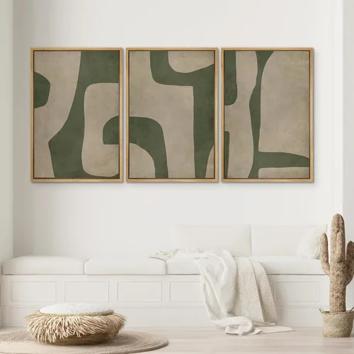 Vista 110 de SIGNWIN Lienzo enmarcado para pared, juego de arte neutro de bosque brumoso, ilustraciones en tono tierra, arte moderno, decorativo, bohemio