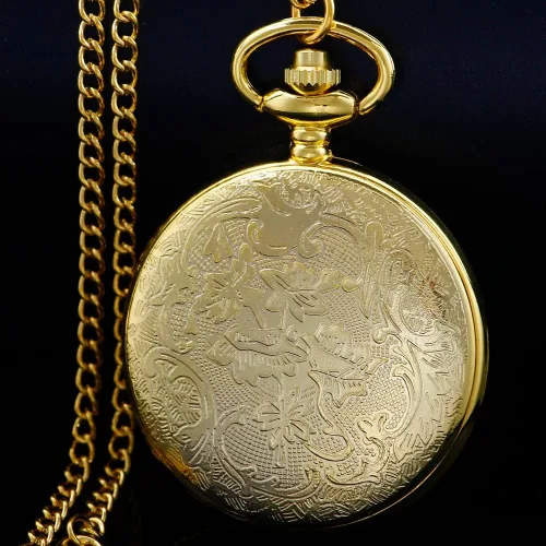 Vista 6 de Alwesam Engraved Pattern Design Quartz Pocket Watch RomanArabic Numerals for Birthdays Xmas Best Gifts