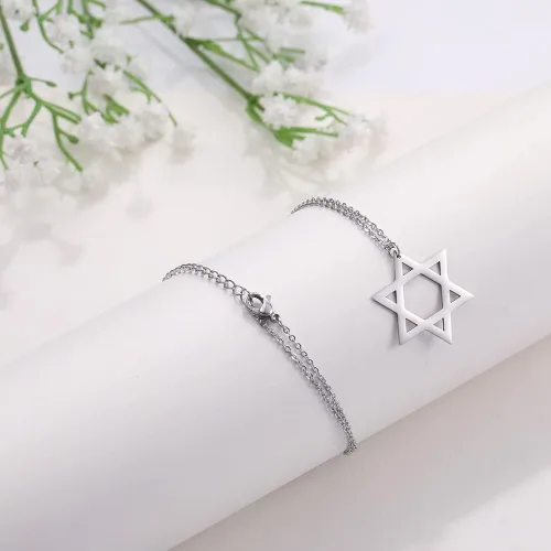 Vista 2 de EUEAVAN Collar con dije de estrella de David para mujer, con dije hexagonal, amuleto, simbólico, judío, Israel, religioso, David, joyería de regalo