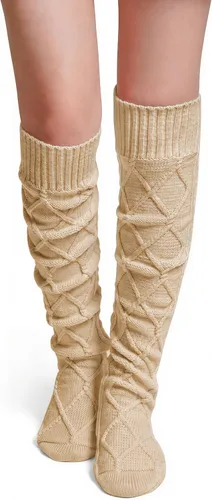 Vista 24 de Pcavin Thigh High Socks for Women, Long Cable Knit Over Knee Boot Stockings 0013 Estilo Negro