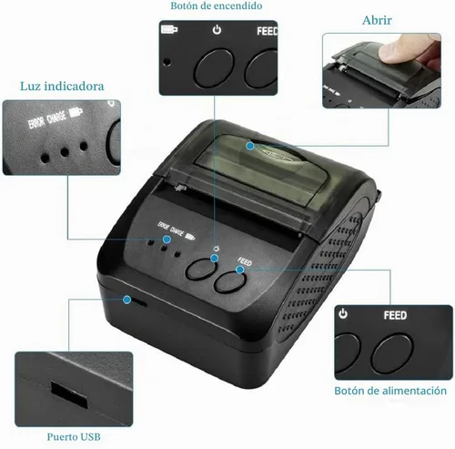 Vista 3 de NETUM Impresora Bluetooth de Recibos, Impresora Térmica Mini POS de 58mm Impresora Personal Portátil de Facturas de 2 Pulgadas para Ventas