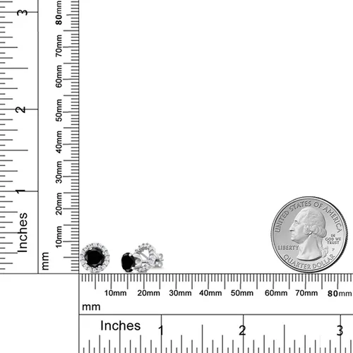 Vista 254 de Gem Stone King Aretes redondos de plata de ley 925 de 0.236 in con piedra natal extraíble para mujer