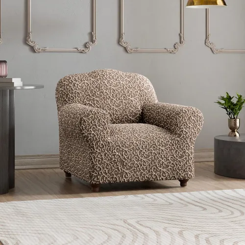 Vista 2 de PAULATO BY GA.I.CO. Funda para silla, funda para sillón, funda de tela de algodón, 1 pieza, protector de muebles elástico, elegante, colección 3D