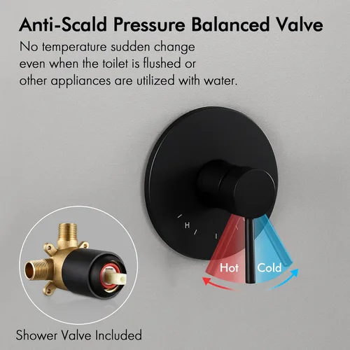 Vista 7 de KES Grifo de baño negro de una sola manija KES Shower Faucets Sets Complete Rain Shower Head Shower Shower Valve L3156ALF-BK-C2+ XB6202-BK- KES