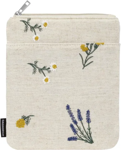 Vista 13 de Dadanism Manga acolchada de flores bordadas de 6-7 pulgadas para lector Beige floral