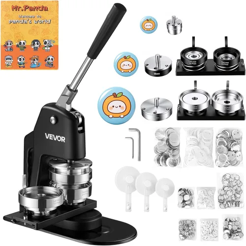 Vista 14 de VEVOR Button Maker Machine 1" / 25 mm Pin Maker 500pcs Button Parts Black Negro