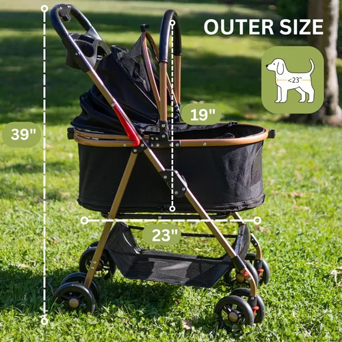 Vista 3 de Cochecito para mascotas para perros y gatos pequeños, plegable para perros pequeños/medianos y gatos de hasta 50 libras, transportador extraíble