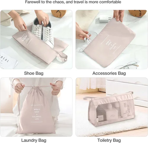 Vista 5 de Cubos de embalaje para maletas, cubos de embalaje con bolsa de zapatos, bolsa de cosméticos, bolsa de ropa, bolsas de accesorios, cubos de embalaje