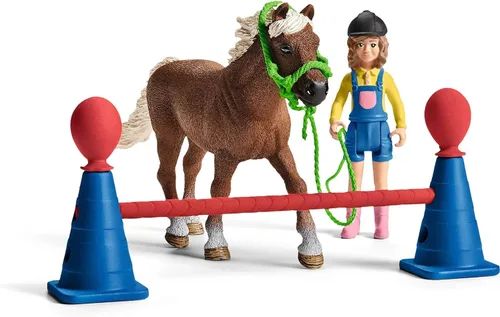 Vista 10 de Schleich Farm World - Juego de entrenamiento de agilidad de poni con caballo, entrenador y accesorios, juego de 41 piezas de poni, entrenador