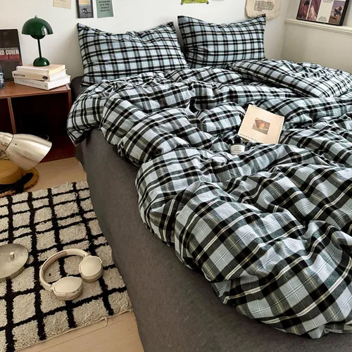 Vista 341 de mixinni Juego de funda de edredón vintage a rayas, tamaño twin, juego de ropa de cama de 3 piezas, 100% algodón lavado, suave y transpirable, funda