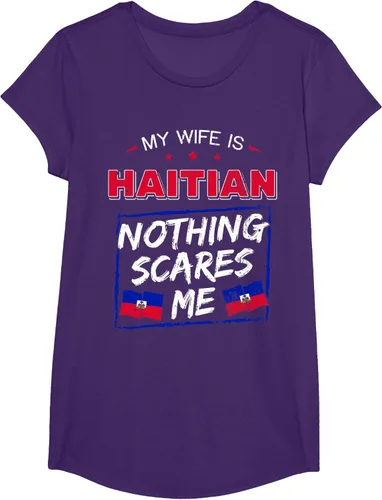 Vista 58 de My Wife Is Haitian Republic of Haiti Heritage Roots - Camiseta con bandera, Negro, S