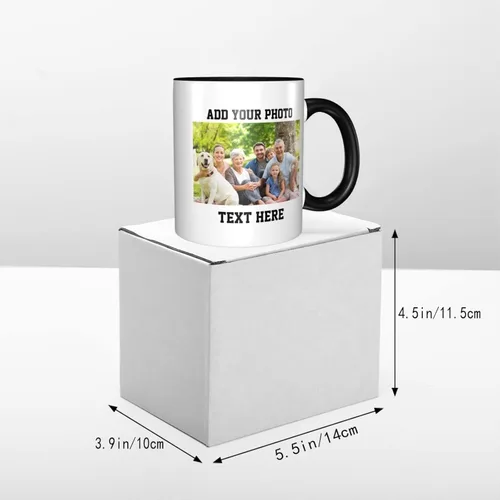 Vista 6 de Tazas de café con foto personalizada, taza personalizada con texto fotográfico, haz tu propia taza, taza de café con acento de cerámica, taza Negro