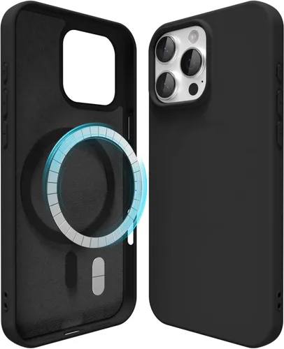 Vista 133 de oakxco Funda de silicona para iPhone 12 Pro Max, magnética, compatible con carga inalámbrica Magsafe, cubierta protectora de goma suave y delgada