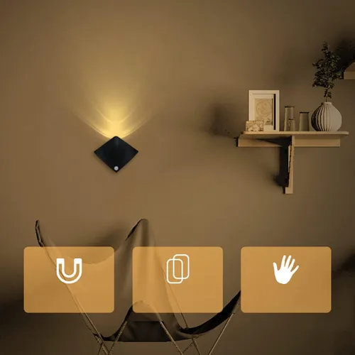 Vista 4 de Luz de pared con sensor LED, lámpara de pared LED recargable inalámbrica con detector de movimiento, luces de gabinete, lámparas de noche