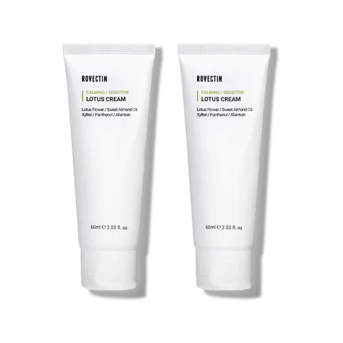 Vista 9 de ROVECTIN Crema calmante Lotus – Crema facial hidratante ligera y calmante para pieles sensibles 75% de extracto de agua de loto y niacinamida