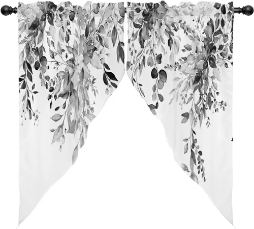 Vista 50 de Cortinas de cocina de estilo granja occidental con bolsillo para cortinero, pequeñas y cortas, estilo café rústico, cabaña, puerta de granero