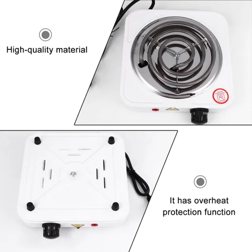 Vista 8 de Estufa eléctrica portátil de un solo quemador con control de temperatura ajustable, placa de calefacción de bobina eficiente, placa de calefacción