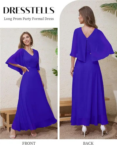 Vista 3 de DRESSTELLS Vestido formal para mujer, vestido de madre de la novia, invitada de boda, dama de honor, vestido largo de fiesta de graduación, vestidos