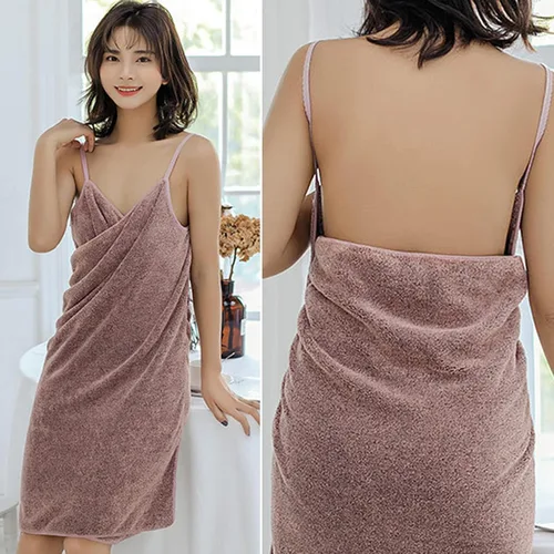 Vista 2 de Toalla de baño con correas de hombro para mujer, camiseta de baño grande, ultra suave, toalla de baño (55.11 x 29.52 pulgadas), secado rápido, súper