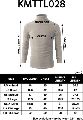 Vista 6 de H2H Mens Lightweight Slim Fit Turtleneck Pullover Casual Long Sleeve
