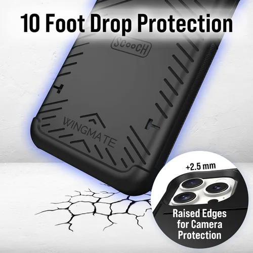 Vista 5 de Scooch Wingmate - Funda para iPhone 11 Pro Max con tarjetero y ranura oculta para tarjetas y protección RFID para 3 tarjetas, protección contra Negro