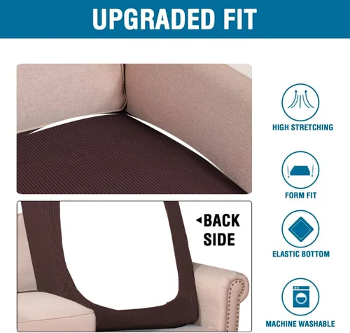 Vista 471 de H.VERSAILTEX Fundas de Cojín de Asiento Individuales Super Elásticas Fundas de Sofá Fundas de Cojín de Sofá Fundas Deslizables Juegos Tela de Sarga