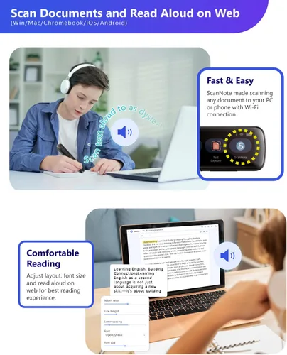 Vista 5 de PenPower WorldPenScan Go - Lápiz de traducción con escaneo, lectura, grabación de audio, interpretación en vivo y compañero de lectura AI para niños
