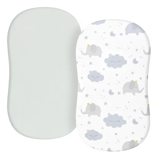 Vista 25 de Sábanas de moisés de bebé para niñas y niños, paquete de 2 sábanas de bebé para colchón de moisés cuadrado rectangular ovalado, 33 x 16 pulgadas