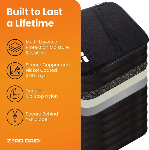 Vista 6 de Zero Grid Passport Wallet - Travel Document Holder wRFID Blocking
