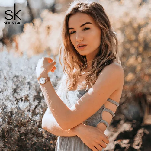 Vista 7 de SHENGKE Reloj analógico de lujo para mujer, resistente al agua, a la moda, casual, para mujer, Relogio Feminino
