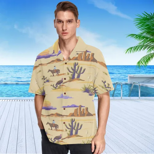 Vista 2 de visesunny Camisa hawaiana de manga corta con botones para hombre