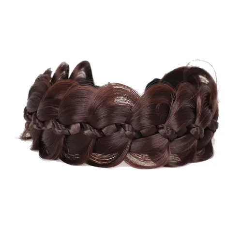 Vista 5 de Diadema trenzada de pelo sintético, aro de pelo clásico, grueso, ancho, trenzado, peluca de trenzas esponjosas, accesorio de belleza para mujeres